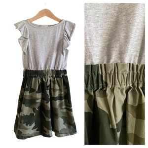 Crewcuts Green Camouflage Gray Flutter Sleeve Sress